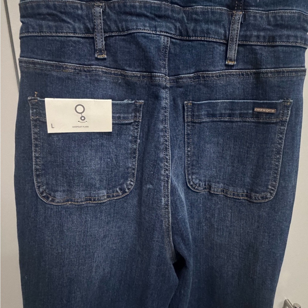 NWT large Dark Wash Denim Button-Front Jumpsuit - Picture 5 of 7